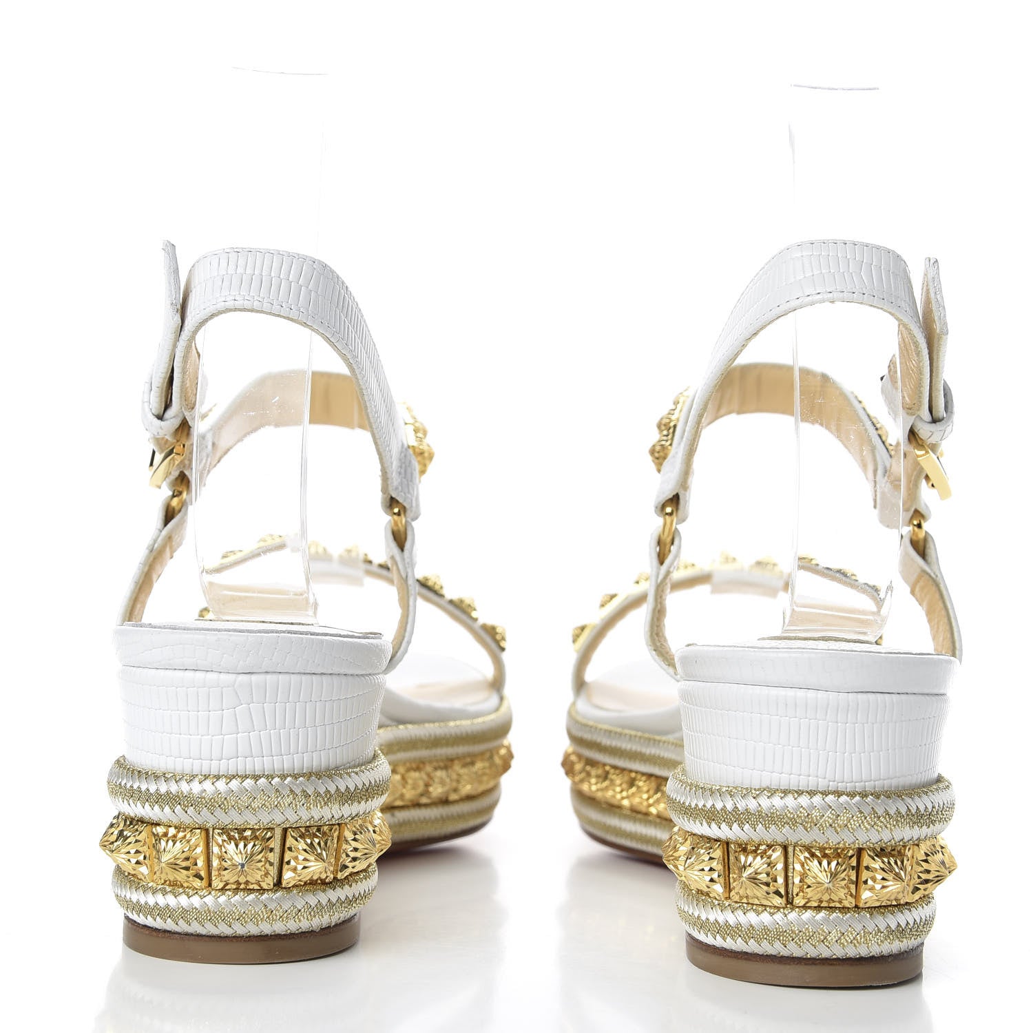 Christian Louboutin Calfskin Zarli Pyraclou 60 Platform Sandals 40 White 6 of 8