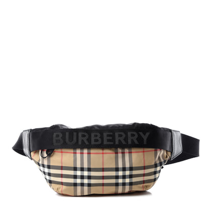 Burberry Nylon Vintage Check Sonny Bum Bag Archive Beige Black 1 of 9