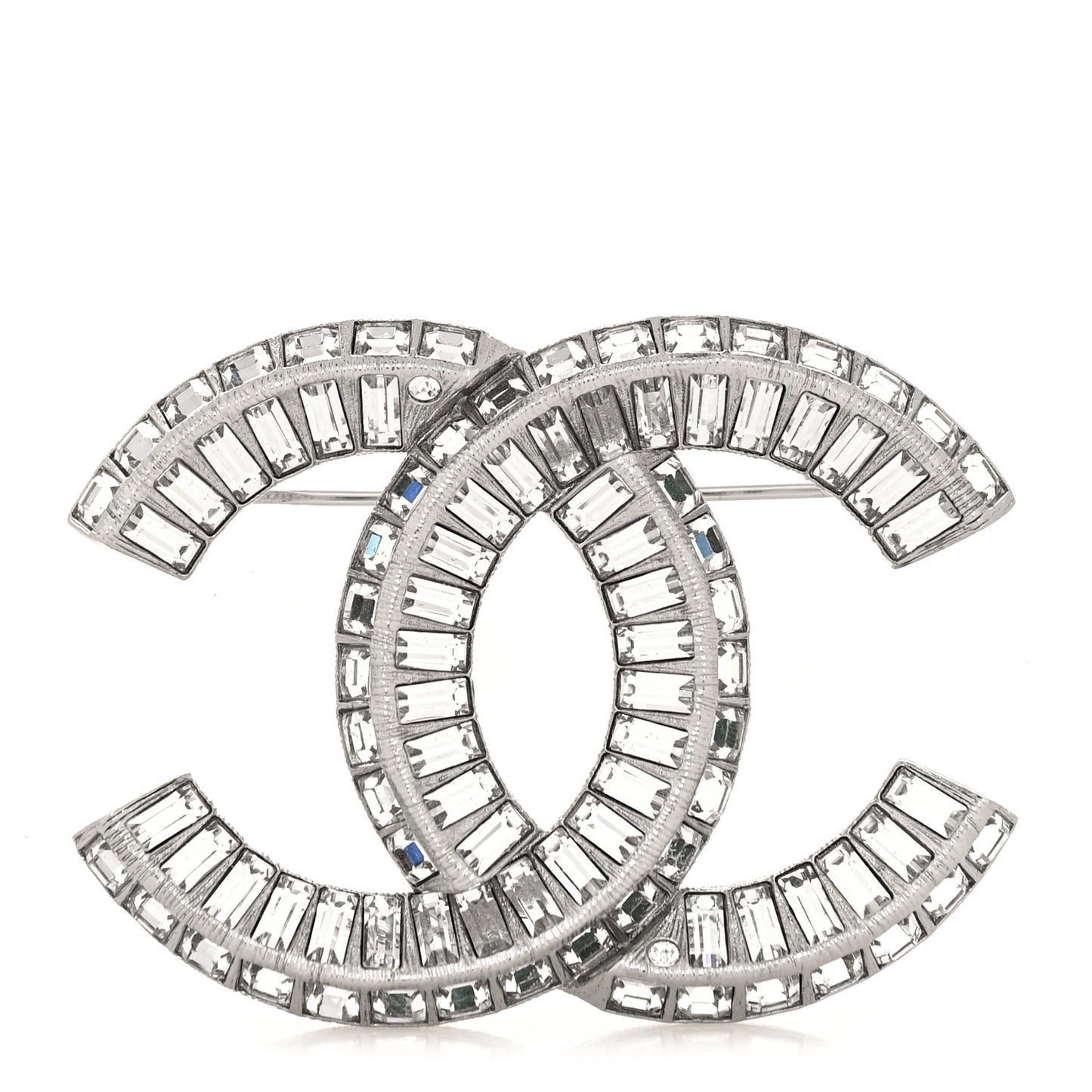 Baguette Crystal CC Brooch Silver