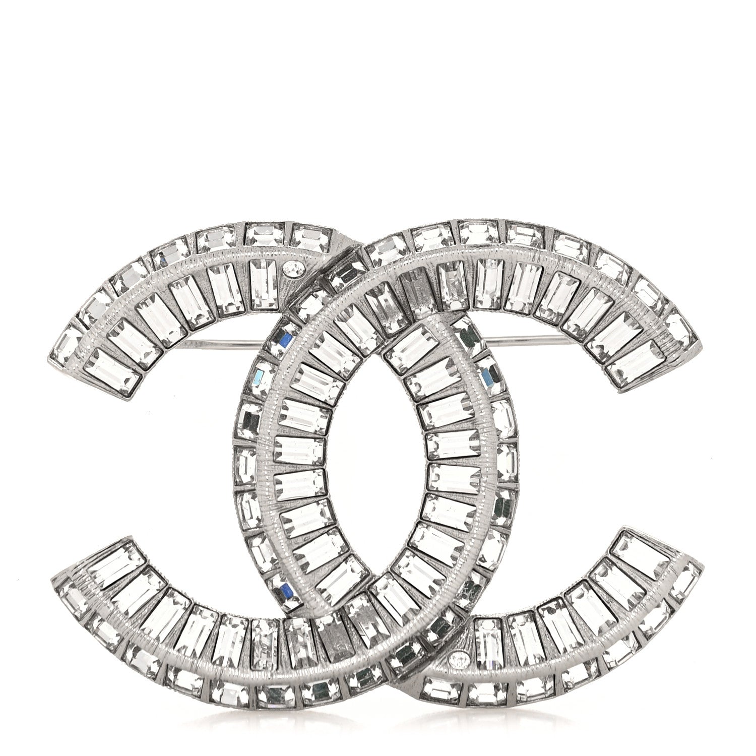 Chanel Baguette Crystal CC Brooch Silver 2 of 4