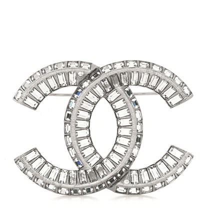 Chanel Baguette Crystal CC Brooch Silver 2 of 4