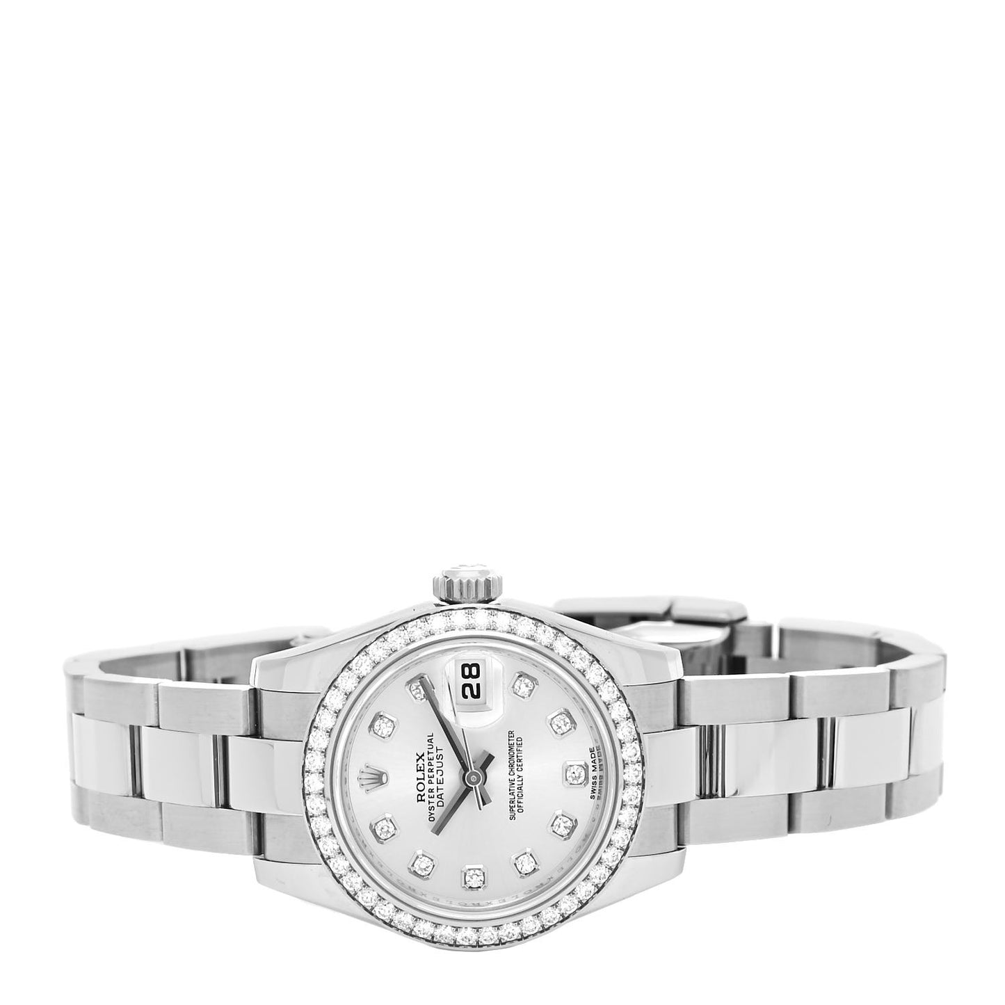 Stainless Steel 18K White Gold Diamond Mother of Pearl 26mm Oyster Perpetual Datejust Watch 179384