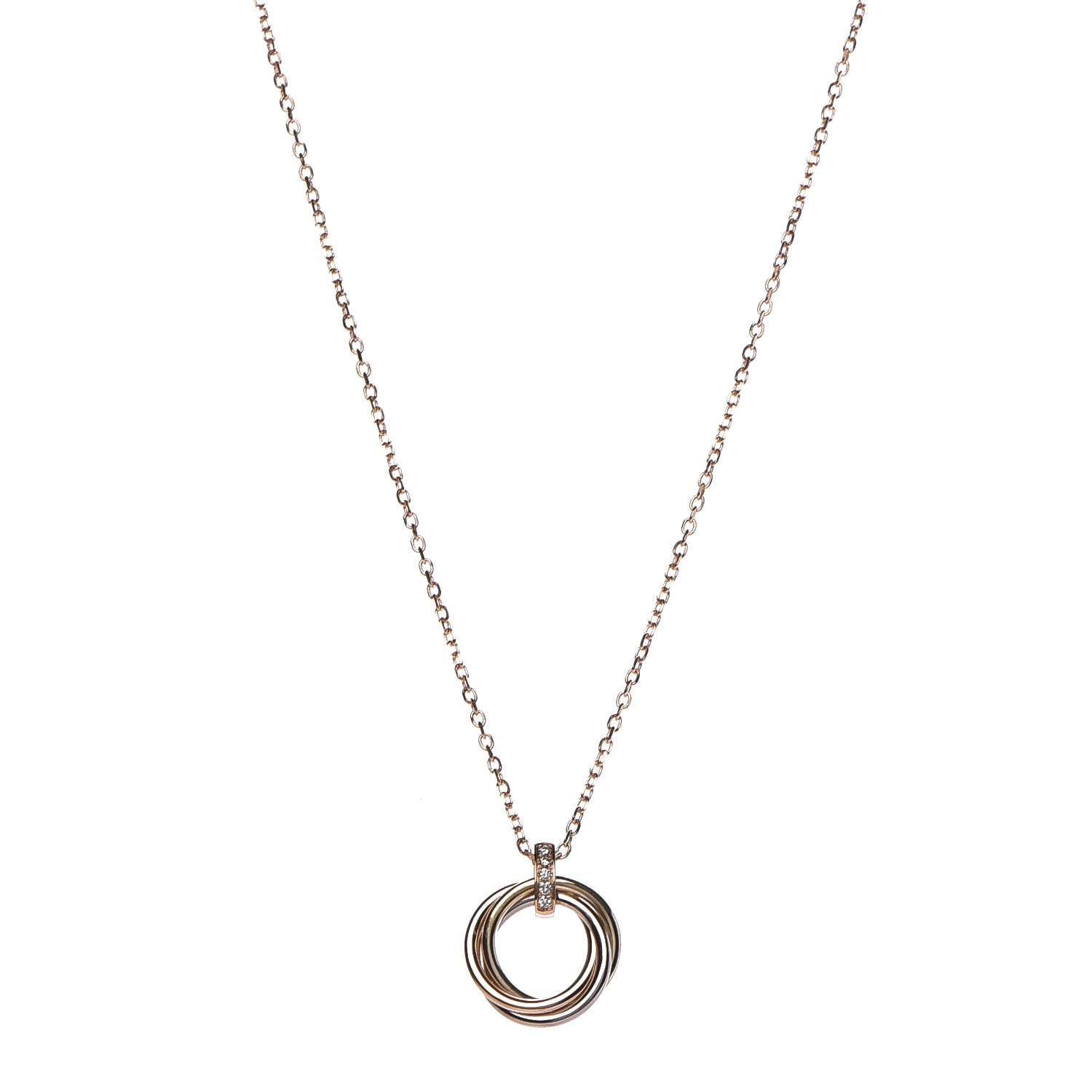 Cartier 18K Pink Yellow White Gold Diamond Trinity Pendant Necklace 1 of 7