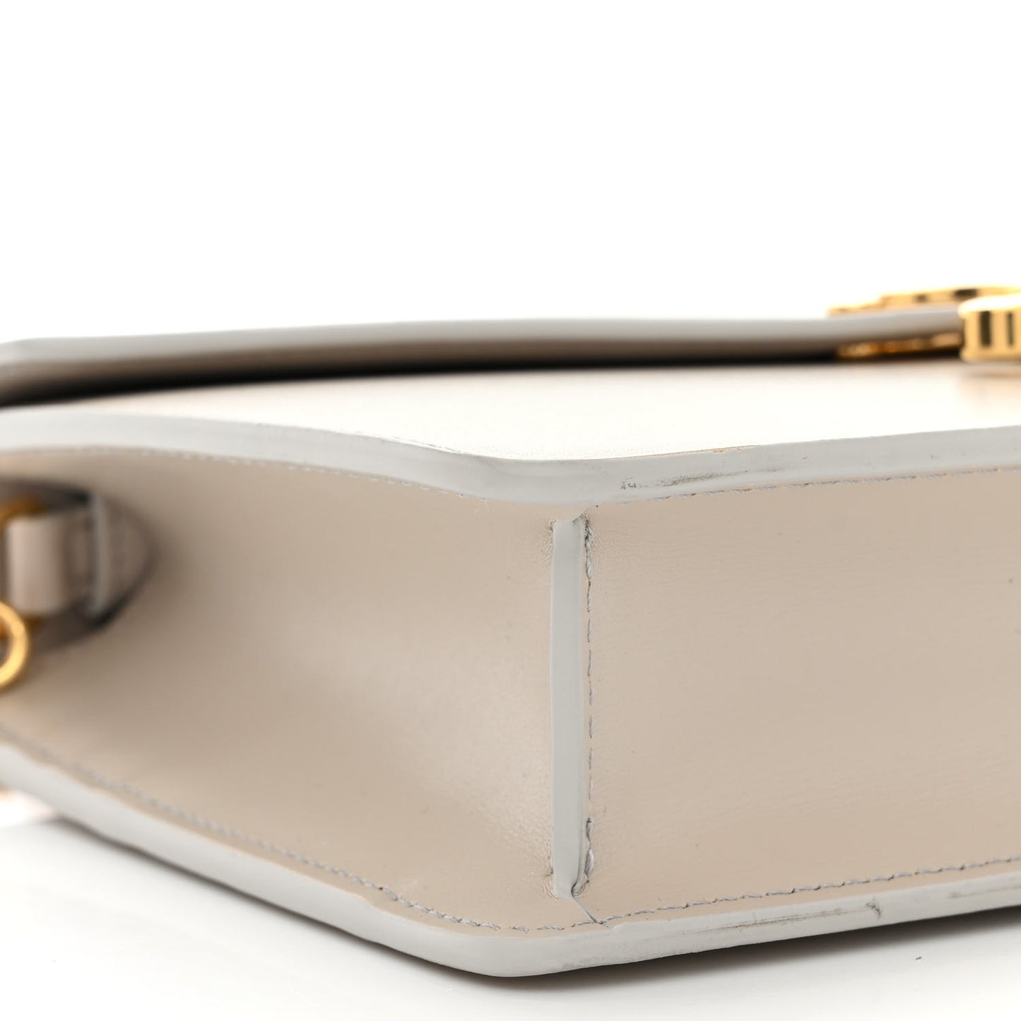 Shiny Calfskin Triomphe Margo Wallet on Chain Light Stone