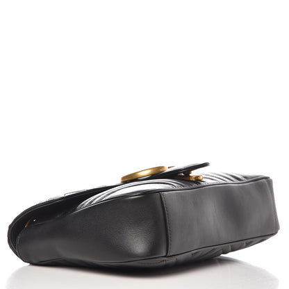 Gucci Calfskin Matelasse Medium GG Marmont Shoulder Bag Black 5 of 8