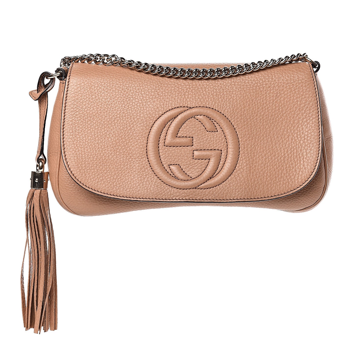 Pebbled Calfskin Medium Soho Flap Crossbody Camelia