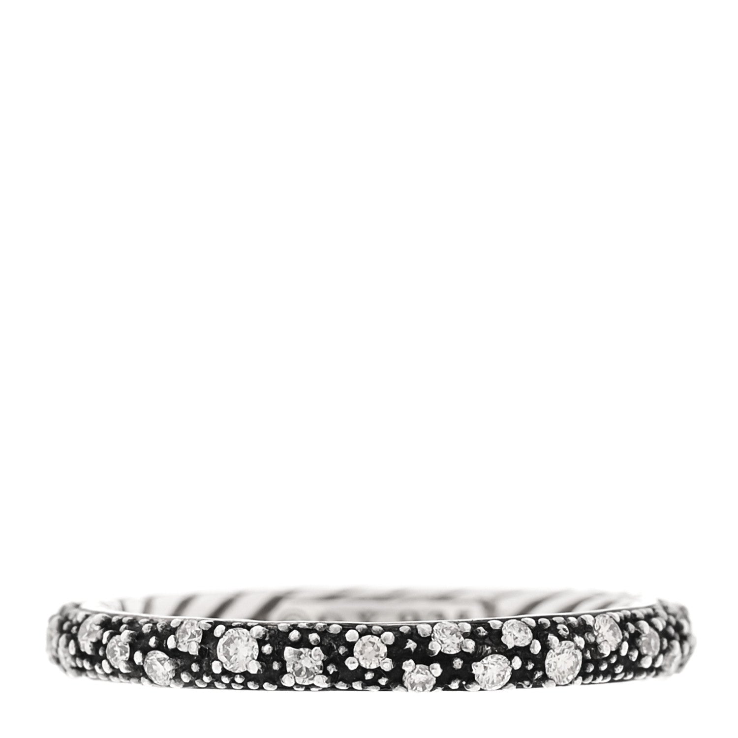 David Yurman Sterling Silver Diamond 3mm Midnight Melange Band Ring 54 6.75 1 of 4