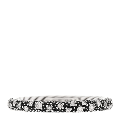 David Yurman Sterling Silver Diamond 3mm Midnight Melange Band Ring 54 6.75 1 of 4