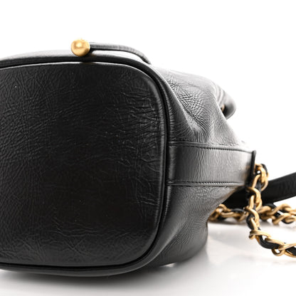 Chanel Shiny Aged Calfskin CC Chain Mini Drawstring Bag Black 10 of 12