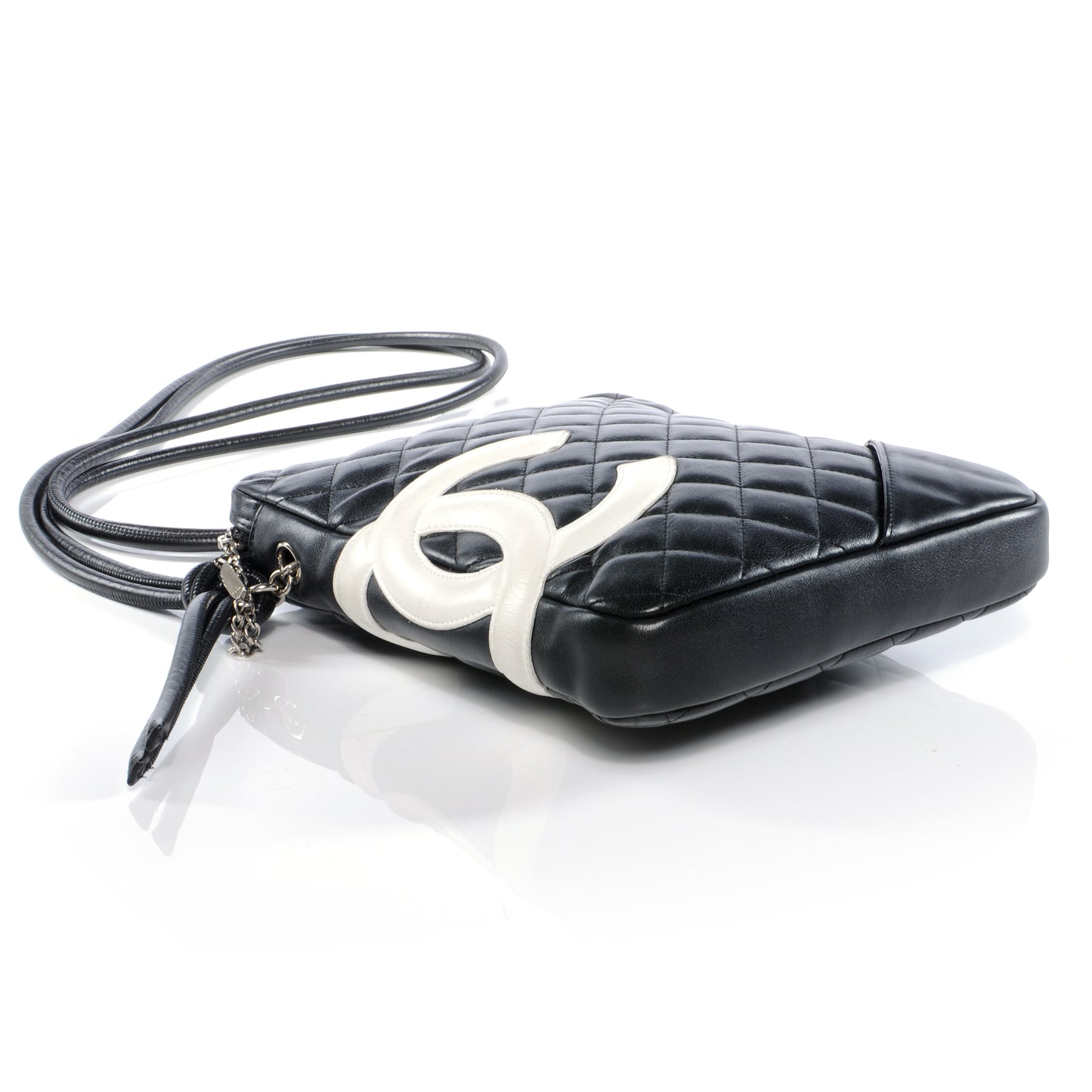 Calfskin Cambon Medium Messenger Black White