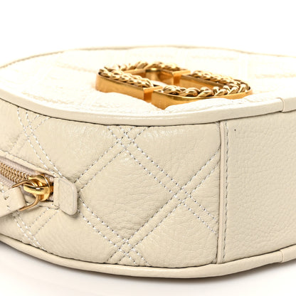 Marc Jacobs Grained Calfskin Quilted The Status Round Crossbody Oatmilk 9 of 11