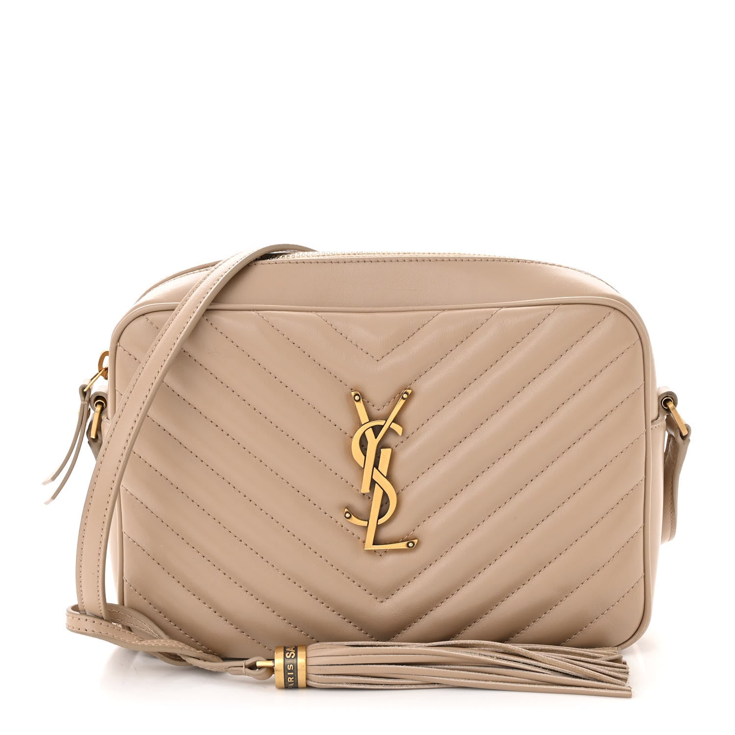 Saint Laurent Calfskin Matelasse Monogram Lou Camera Bag Dark Beige 1 of 13