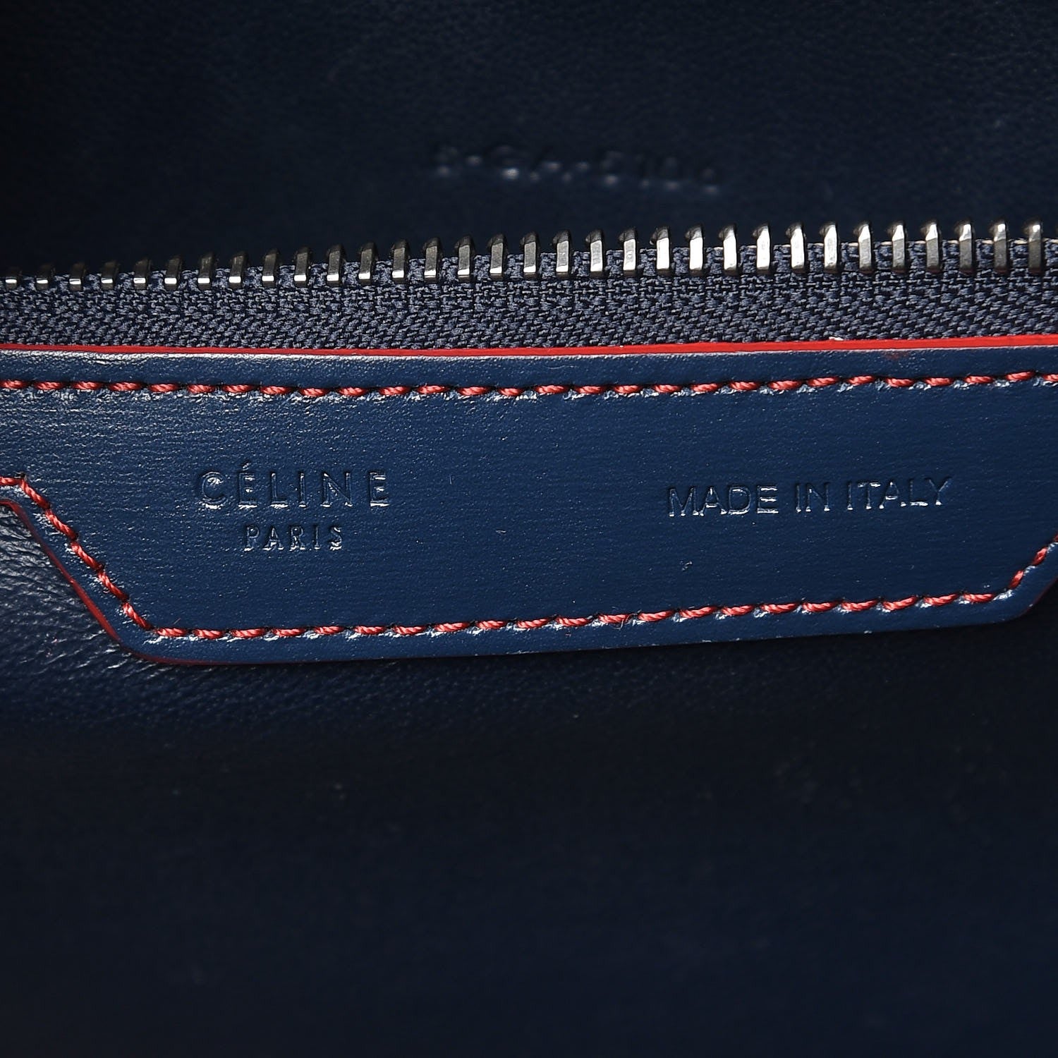 Celine Satin Calfskin Mini Debossed Luggage Navy Blue 6 of 7