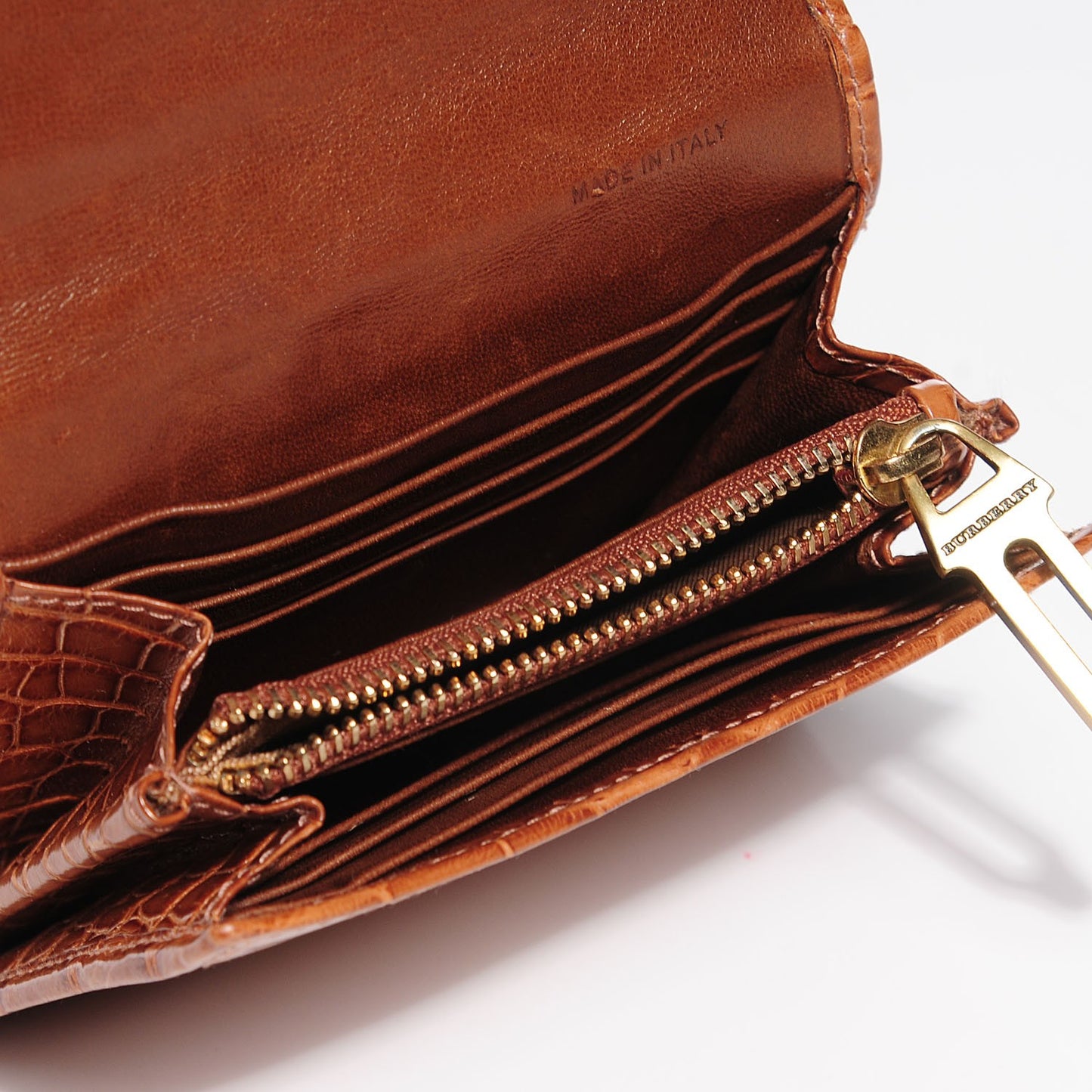 Alligator Compact Wallet Cognac