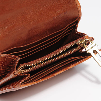 Burberry Alligator Compact Wallet Cognac 5 of 8