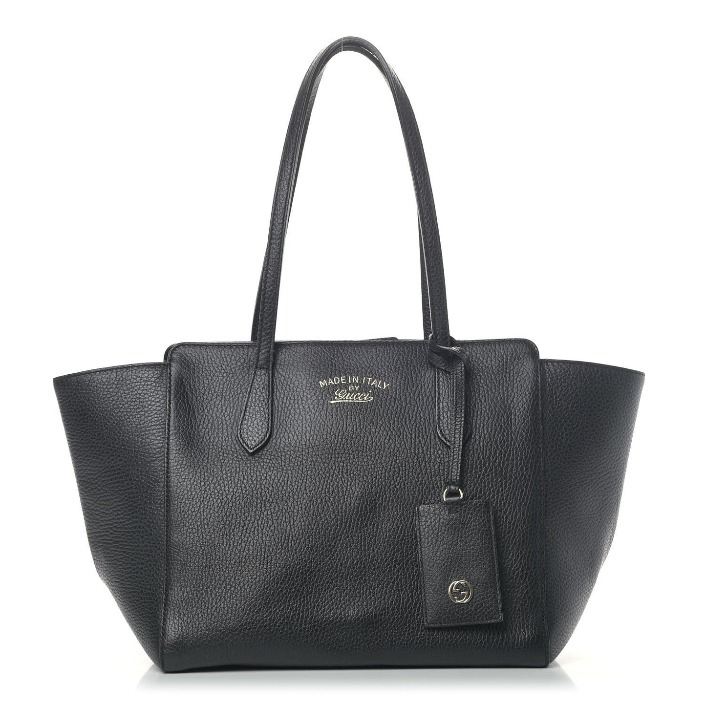 Pebbled Calfskin Small Swing Tote Black