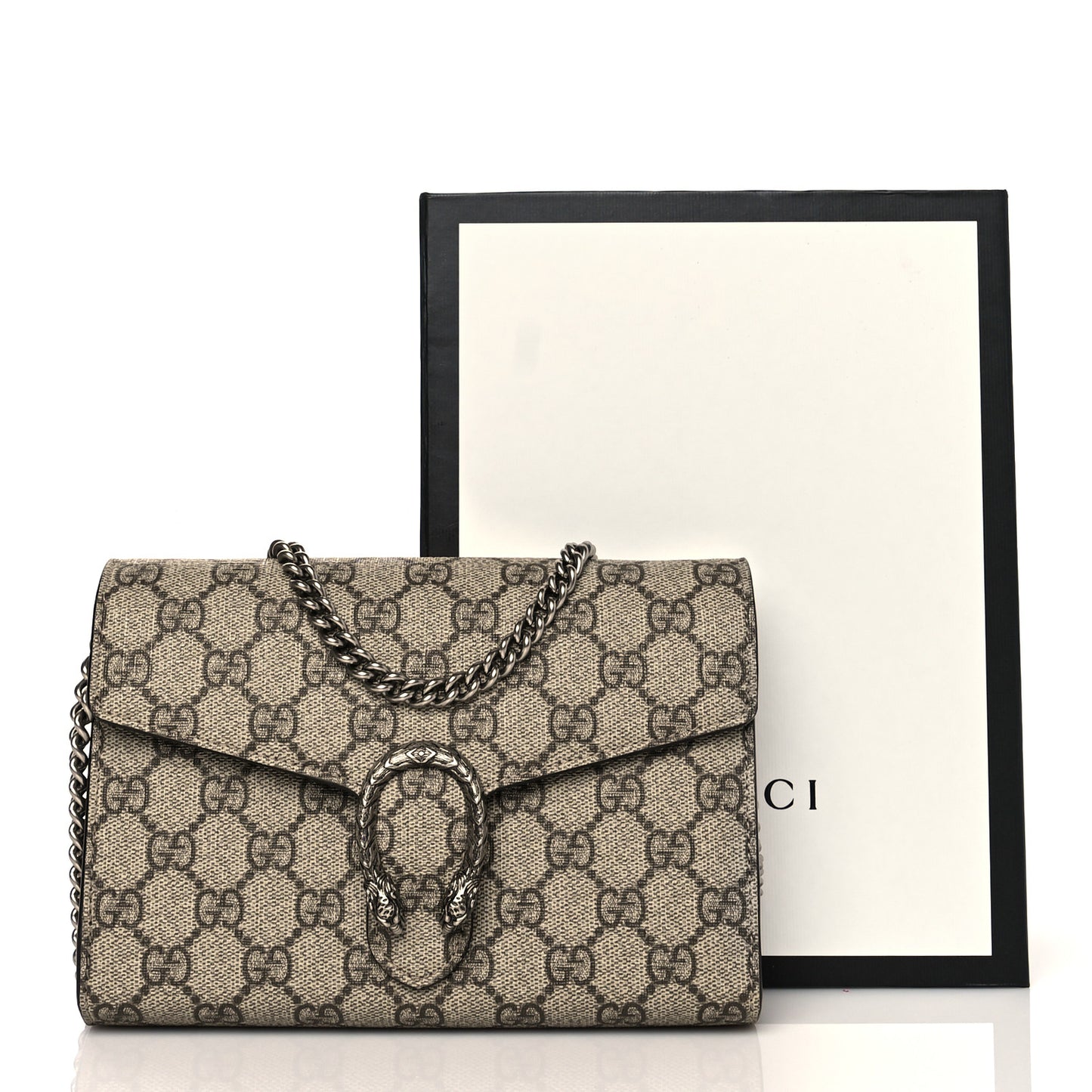 GG Supreme Monogram Mini Dionysus Chain Wallet Beige Taupe