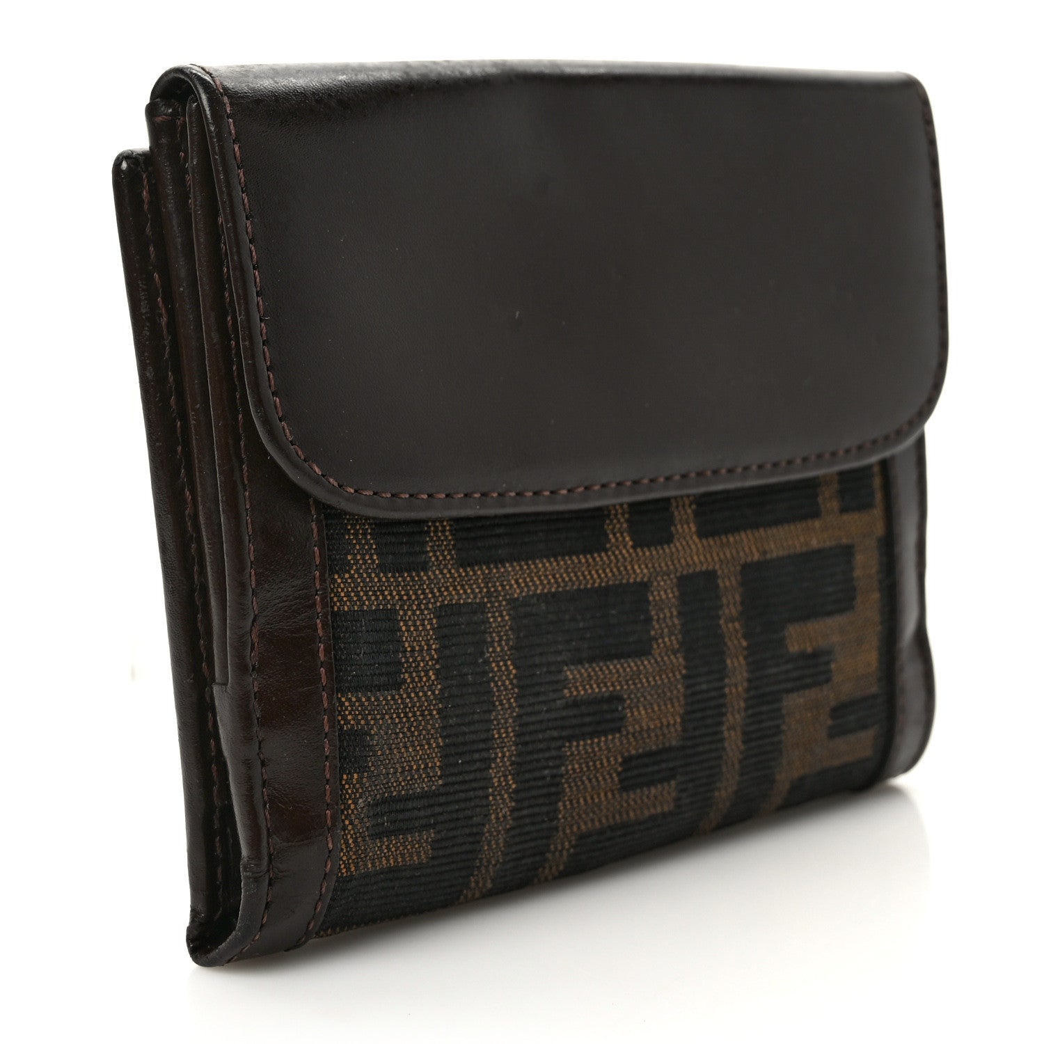 Fendi Zucca Calfskin Compact Wallet Tobacco 3 of 7