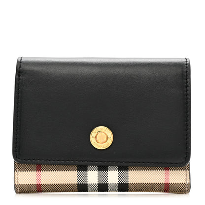 Burberry Grainy Calfskin Vintage Check Small Folding Wallet Archive Beige Black 1 of 6