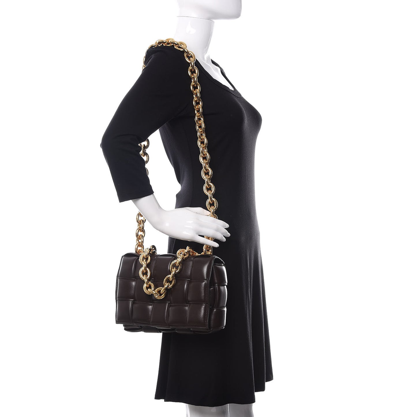 Lambskin Maxi Intreccio Padded Chain Cassette Crossbody Bag Black