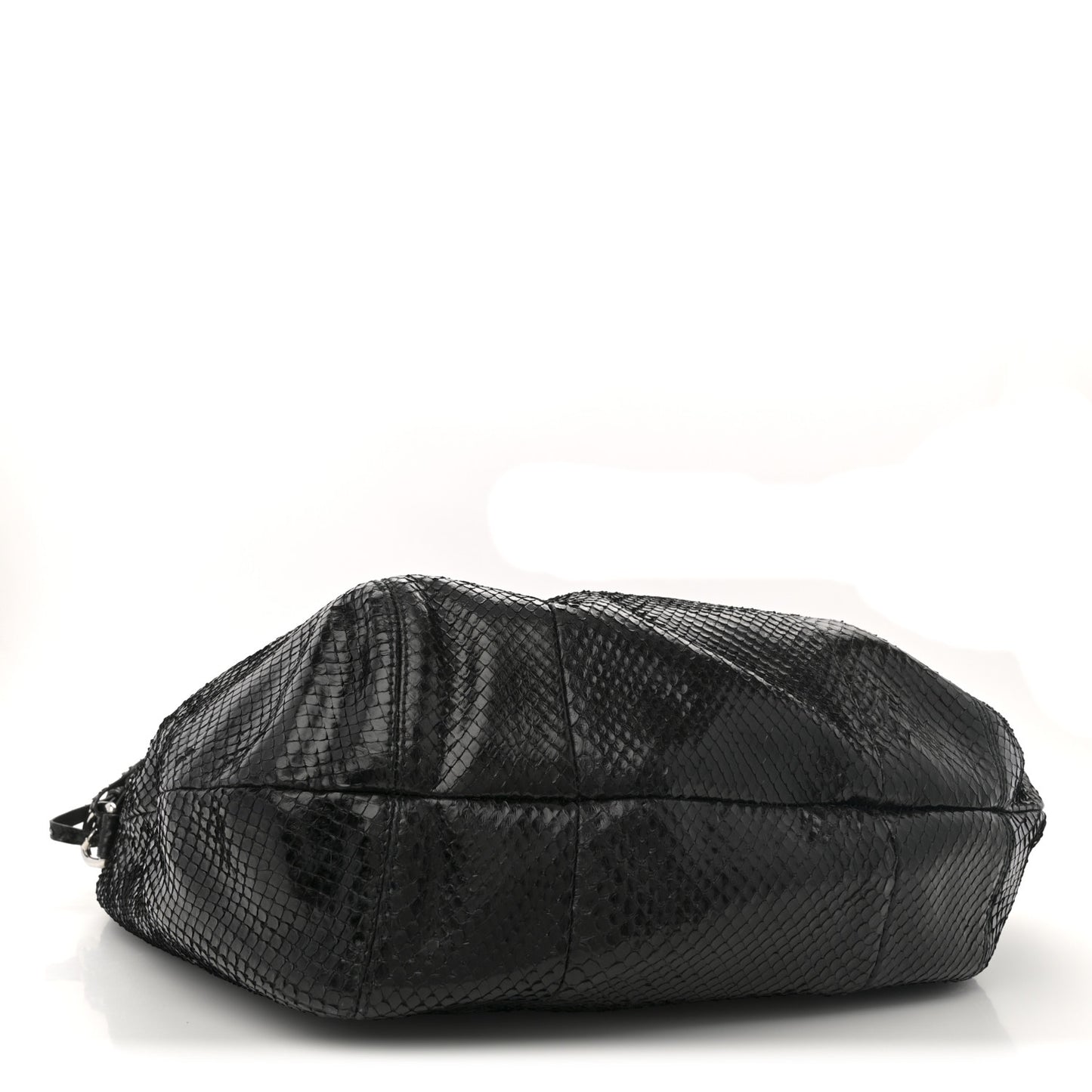 Snakeskin Large Techno Horsebit Hobo Black