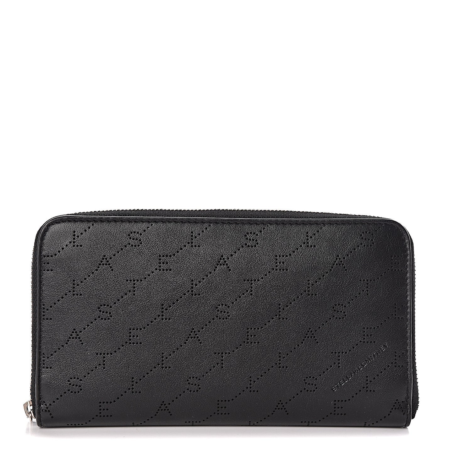 Eco Alter Nappa Perforated Logo Zip Wallet Black