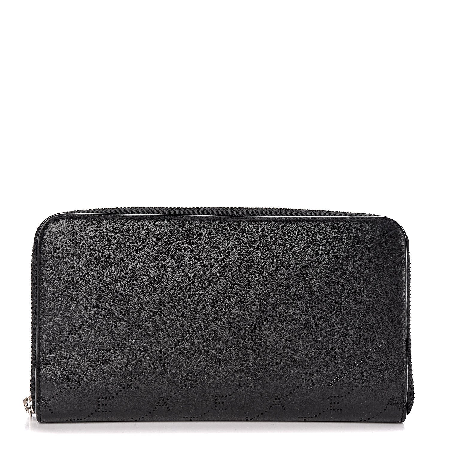 Stella McCartney Eco Alter Nappa Perforated Logo Zip Wallet Black 1 of 7
