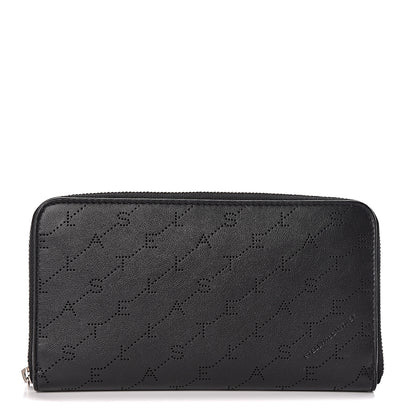 Stella McCartney Eco Alter Nappa Perforated Logo Zip Wallet Black 1 of 7