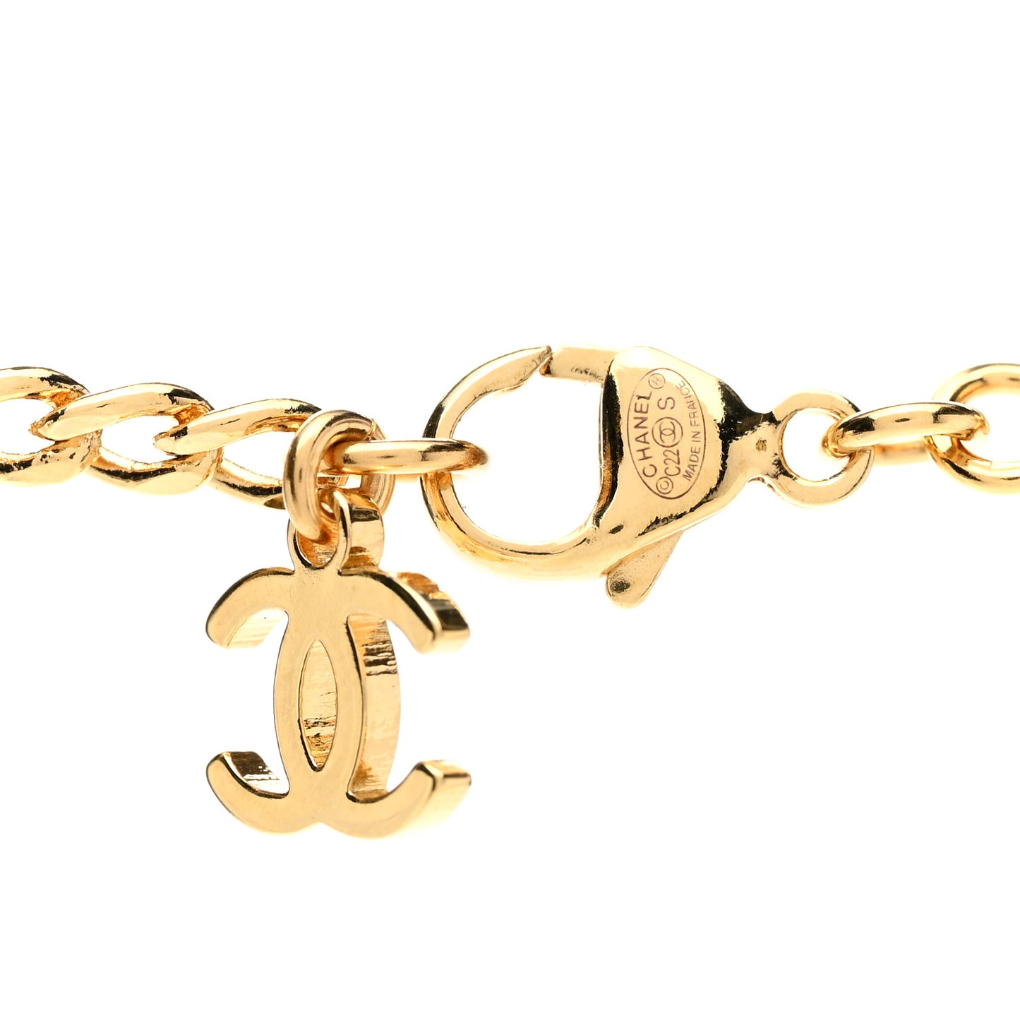 Metal Enamel CC Chain Necklace Gold Black