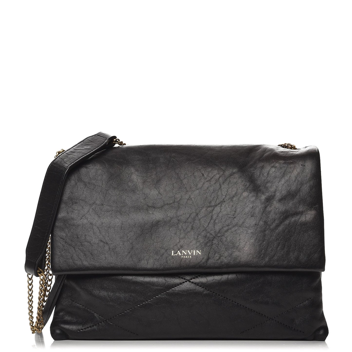 Lambskin Quilted Medium Sugar Flap Shoulder Bag Black