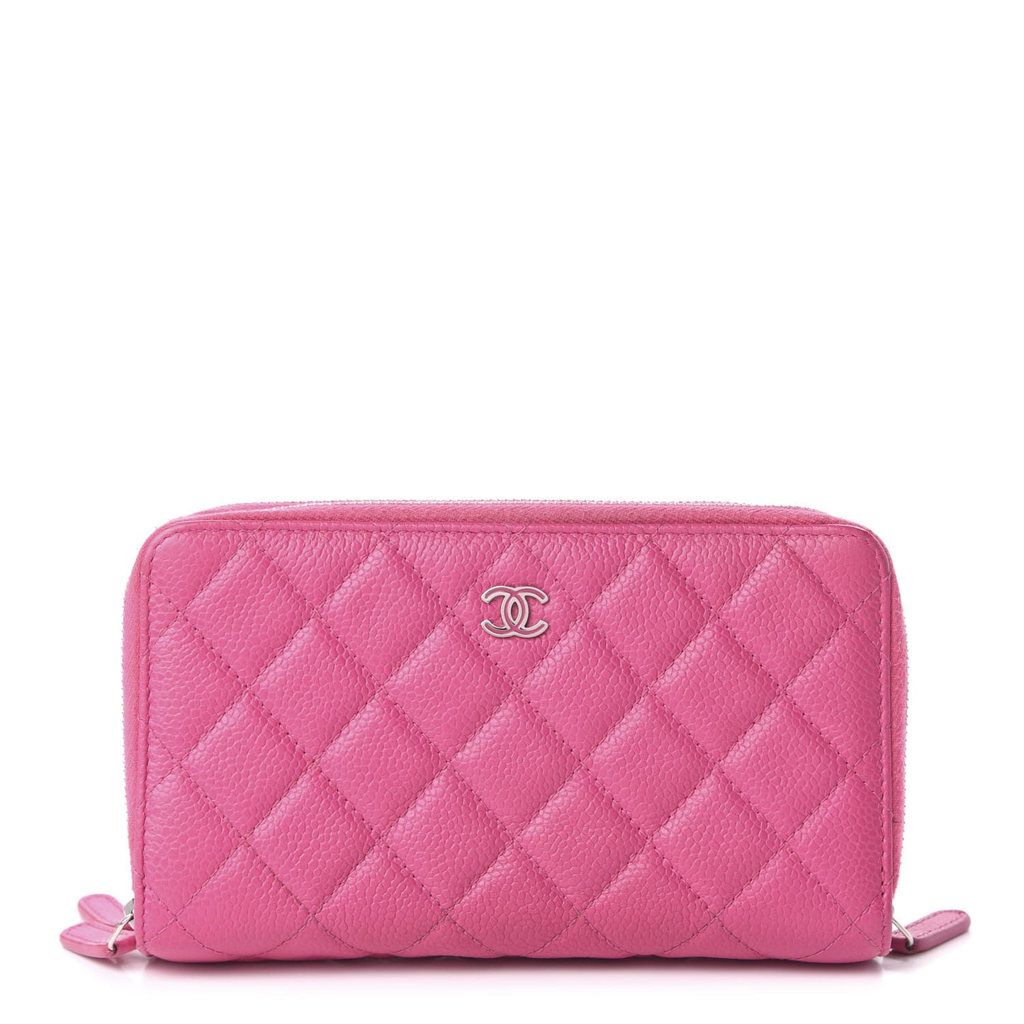 Caviar Quilted Triple Zipper Wallet Pink