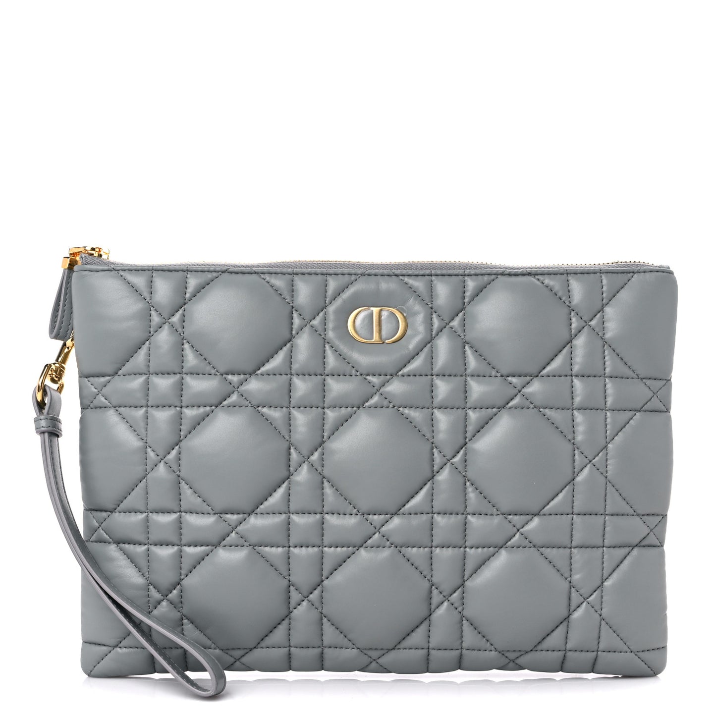 Calfskin Macrocannage Large Caro Daily Pouch Grey