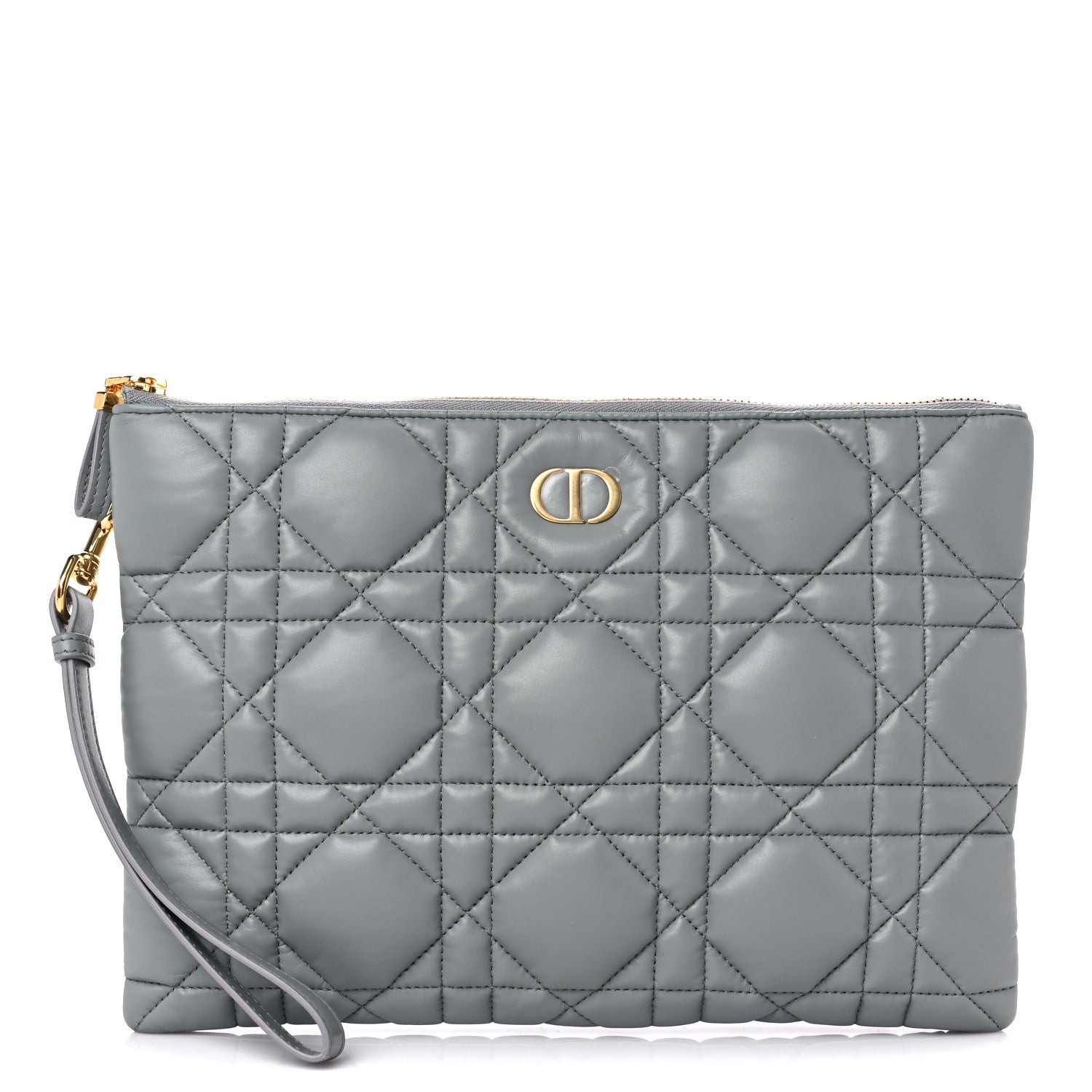 Christian Dior Calfskin Macrocannage Large Caro Daily Pouch Grey 1 of 10