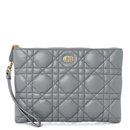 Christian Dior Calfskin Macrocannage Large Caro Daily Pouch Grey 1 of 10