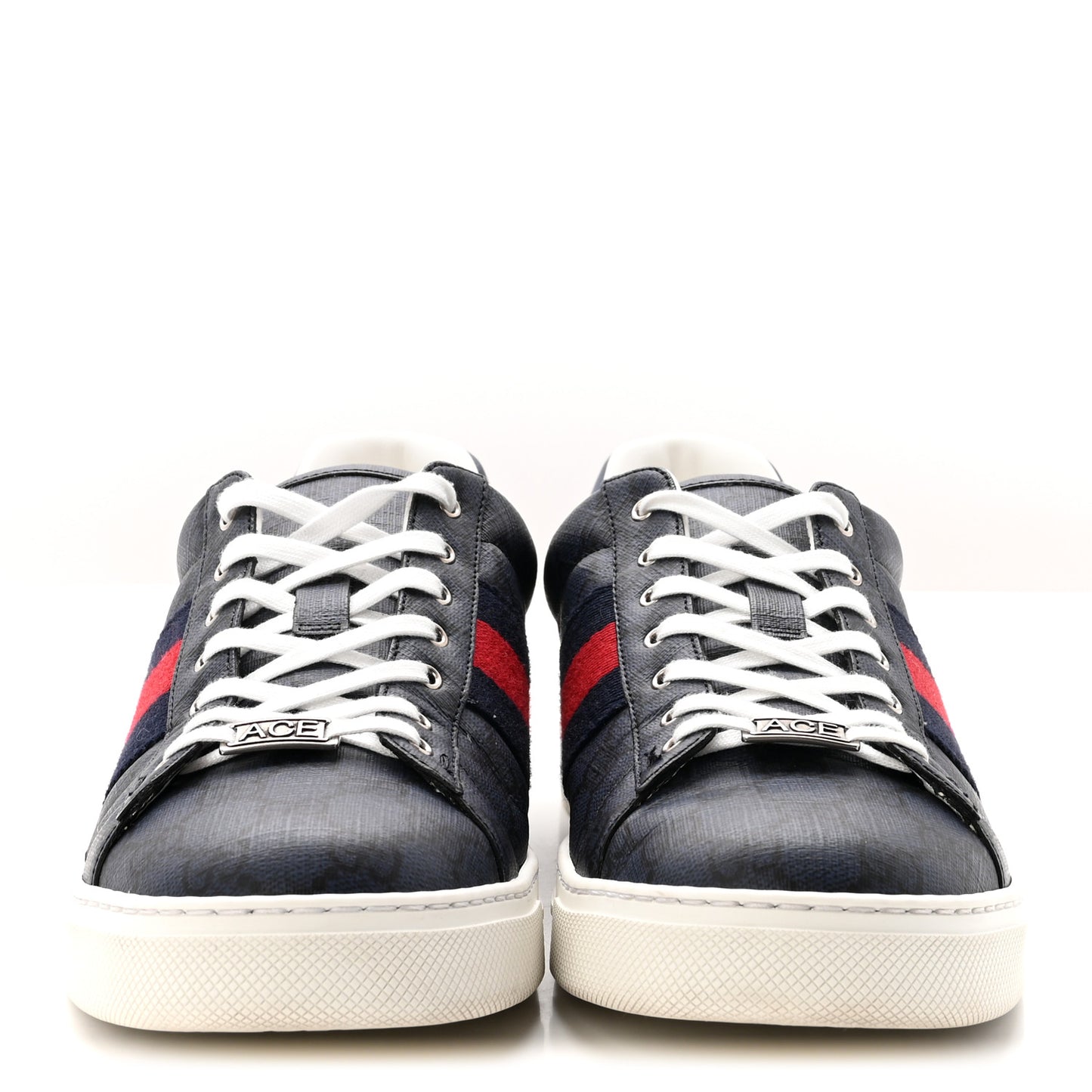 GG Supreme Monogram Web Mens New Ace Sneakers 10 Dark Blue