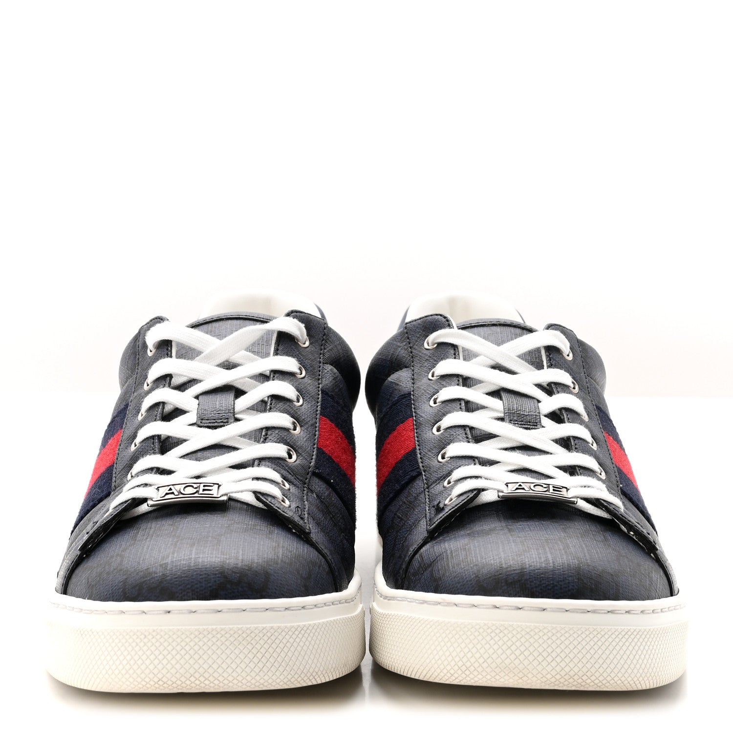 Gucci GG Supreme Monogram Web Mens New Ace Sneakers 10 Dark Blue 3 of 10