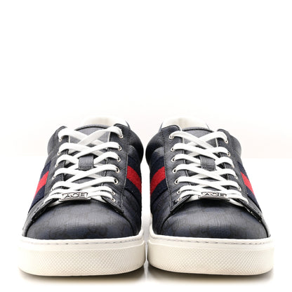 Gucci GG Supreme Monogram Web Mens New Ace Sneakers 10 Dark Blue 3 of 10