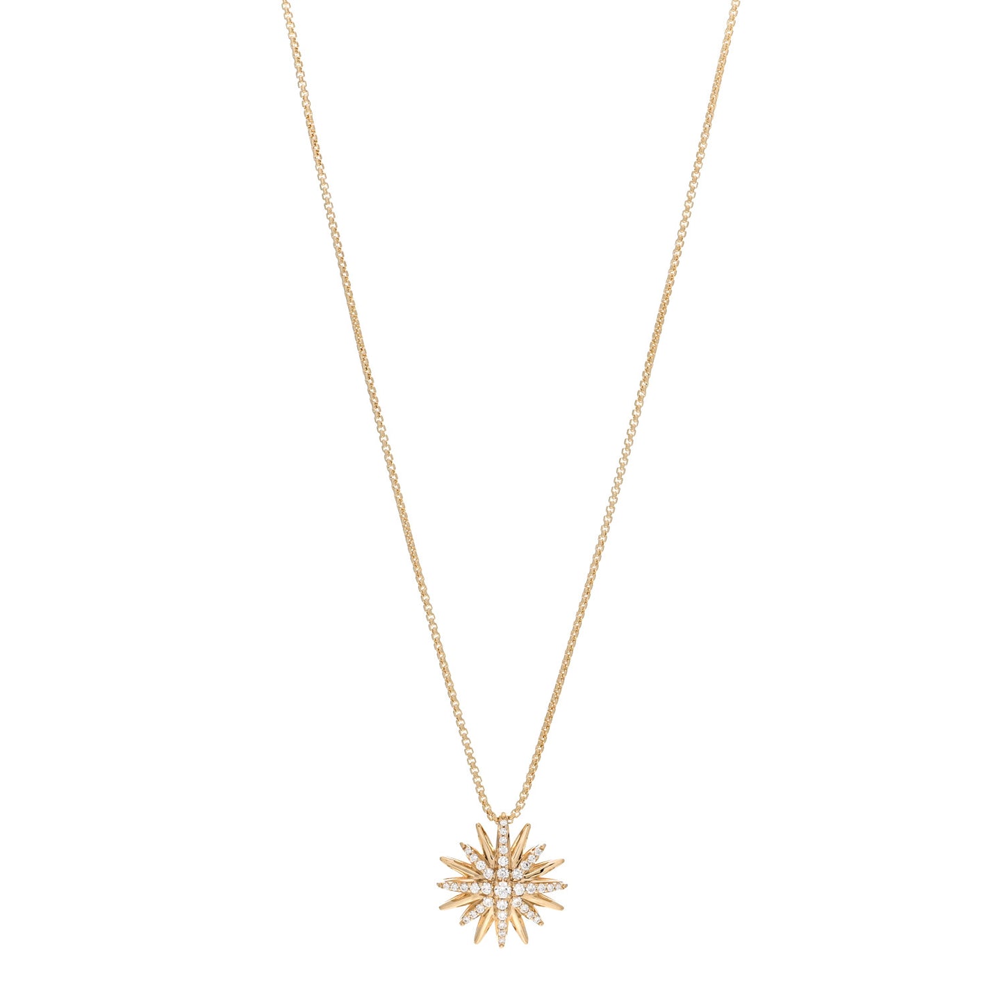 18K Yellow Gold Diamond Starburst Pendant Necklace
