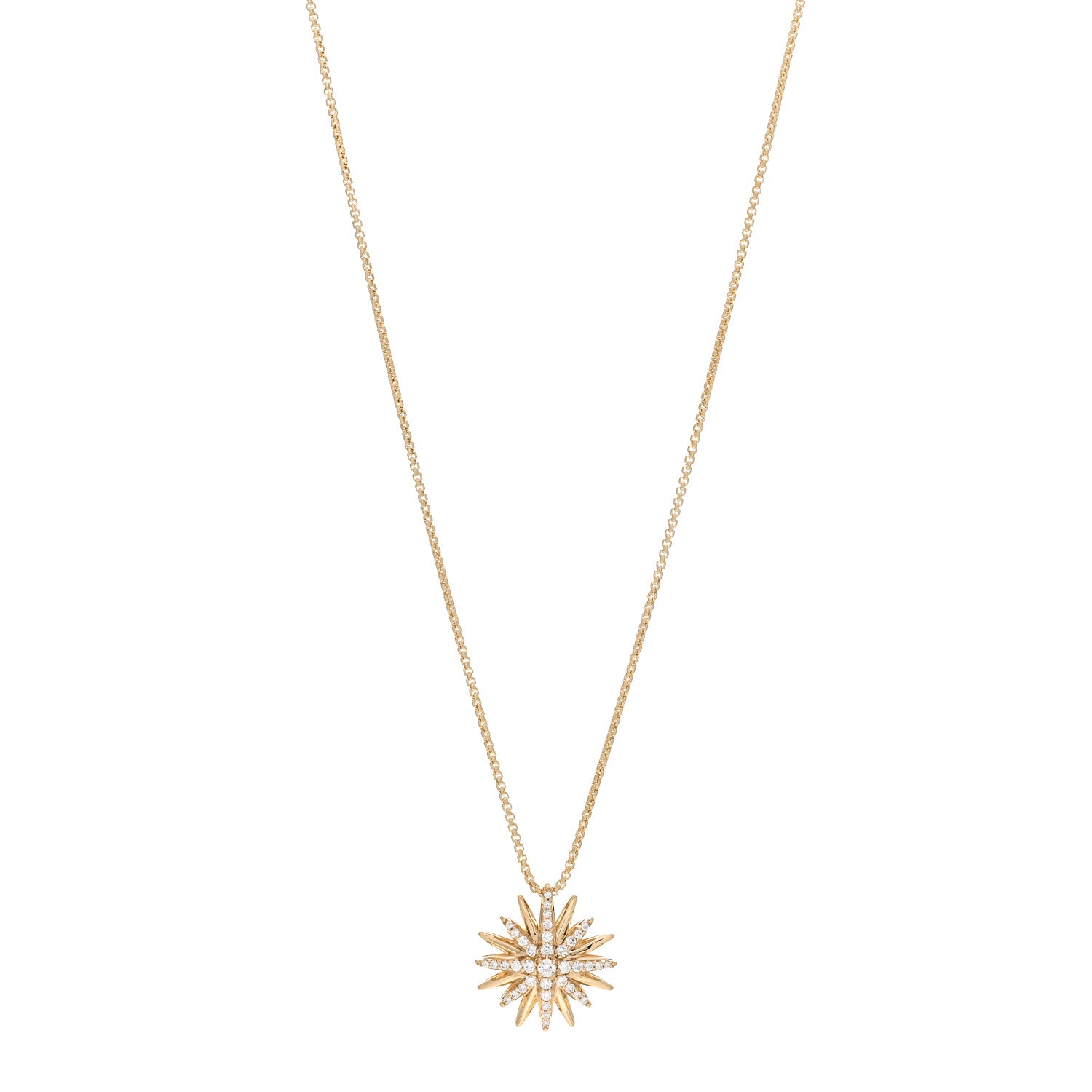 David Yurman 18K Yellow Gold Diamond Starburst Pendant Necklace 1 of 4