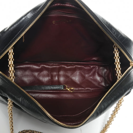 Aged Calfskin Quilted Large Reissue Camera Case Black