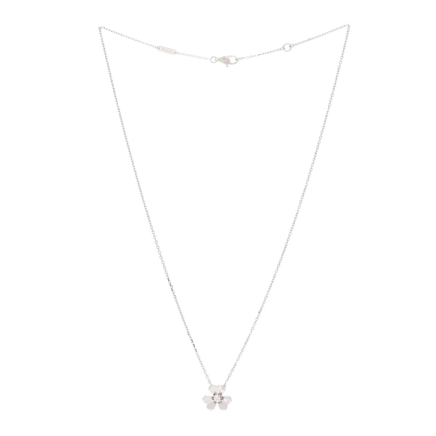 Van Cleef & Arpels 18K White Gold Diamond Mini Frivole Pendant Necklace 3 of 7