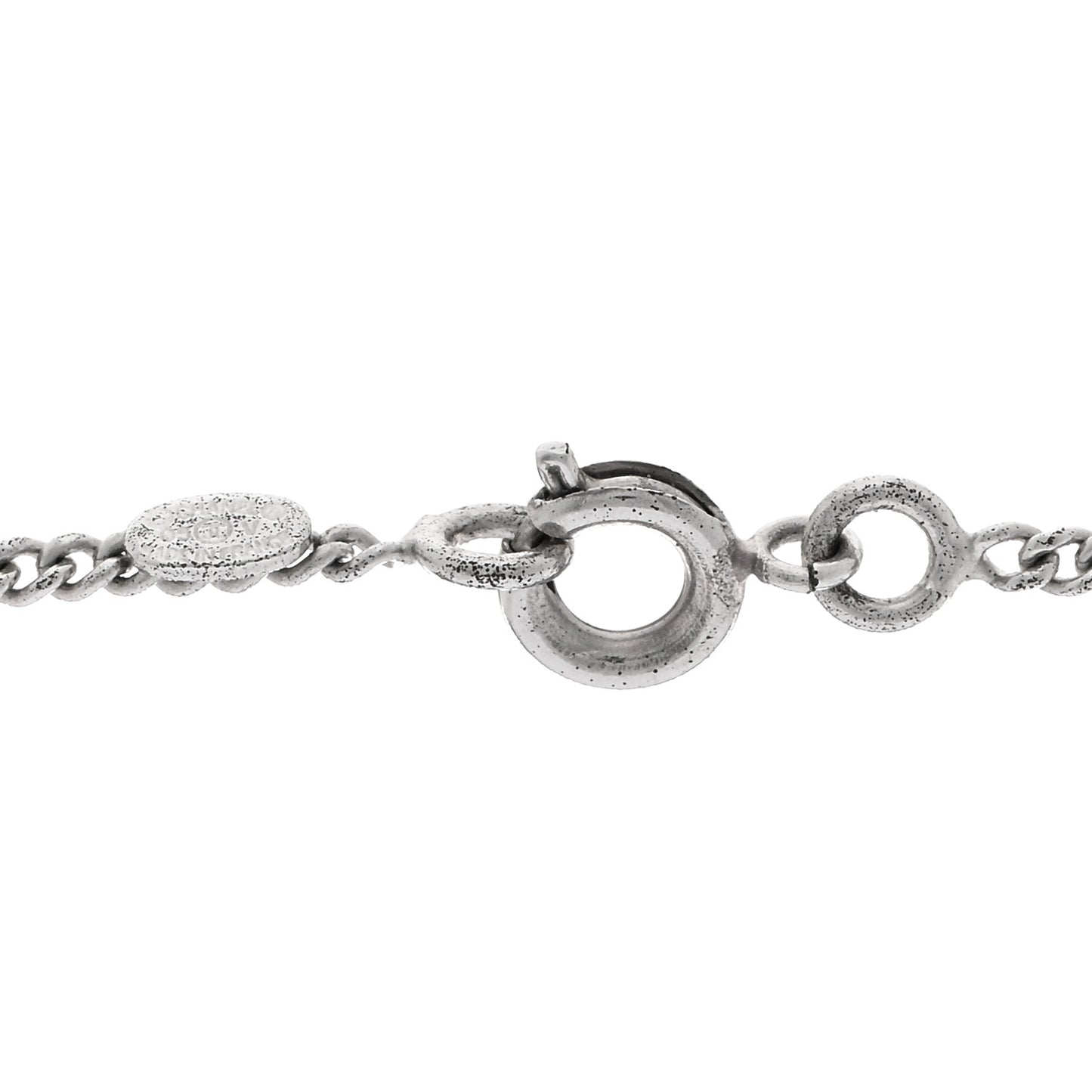 Enamel CC Pendant Necklace Black Silver