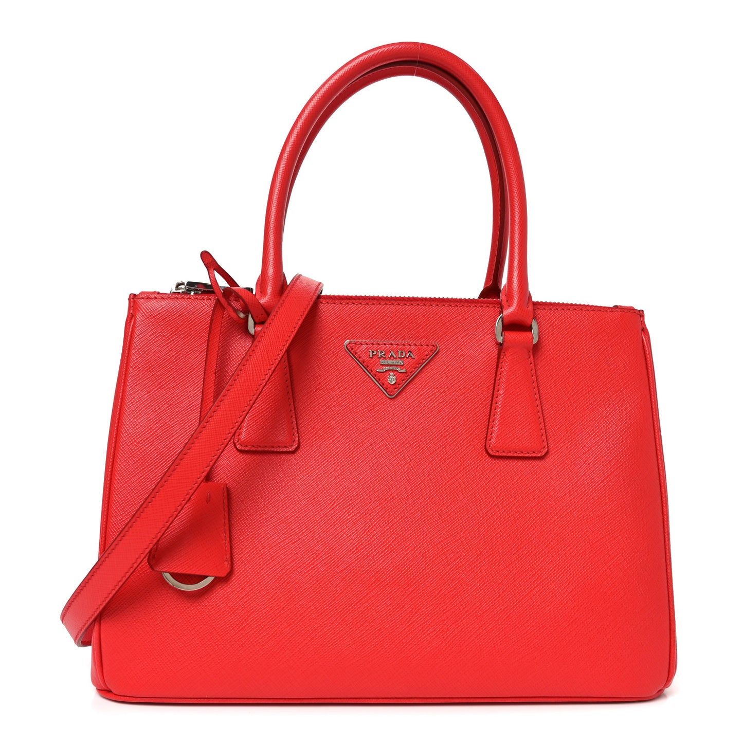 Saffiano Lux Small Galleria Double Zip Tote Red