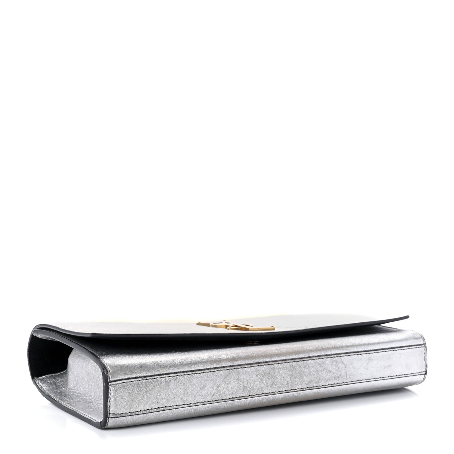 Metallic Calfskin Classic Monogram Cassandre Clutch Silver