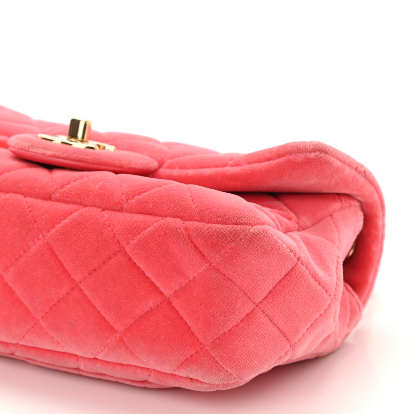 Velvet Quilted Mini Rectangular Pearl Crush Flap Coral