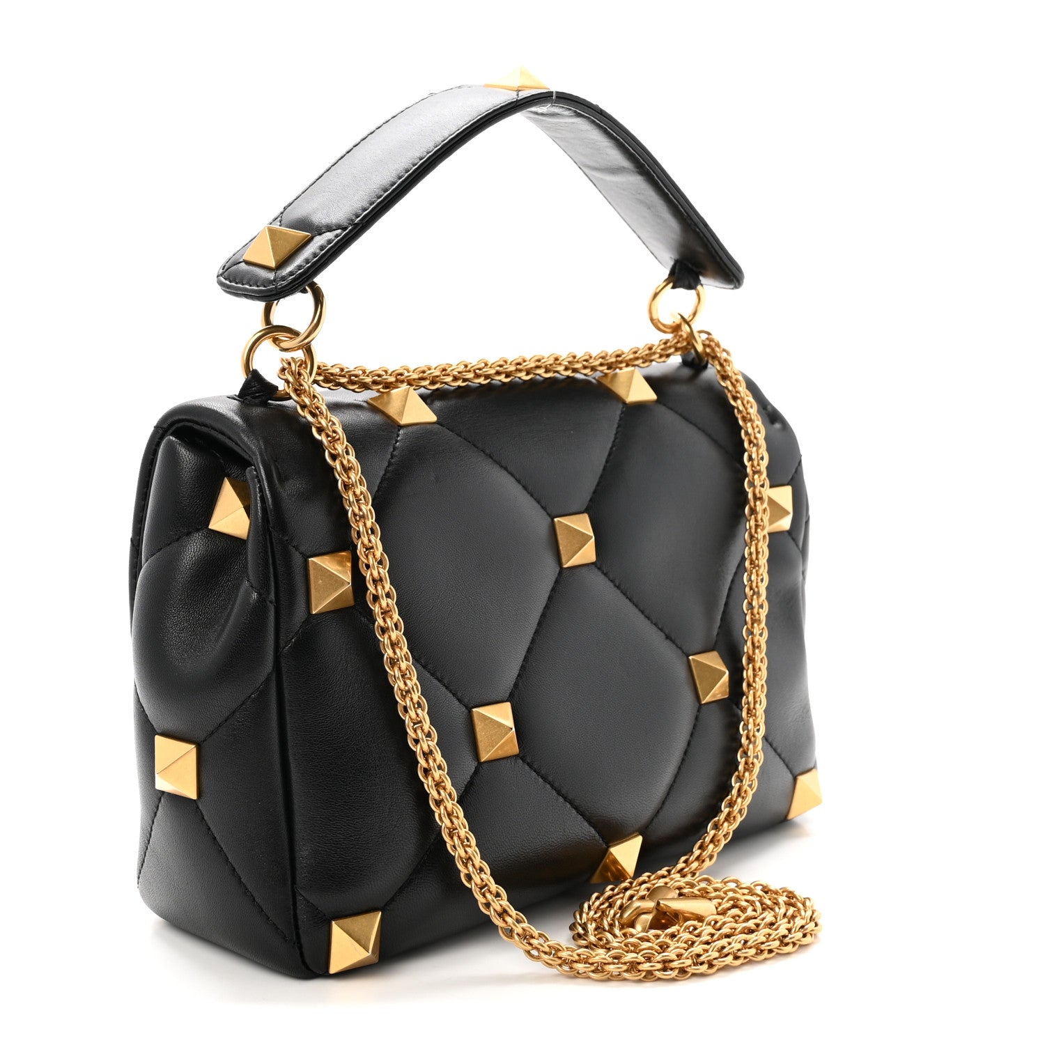 Valentino Garavani Nappa Large Roman Stud Shoulder Bag Black 3 of 9