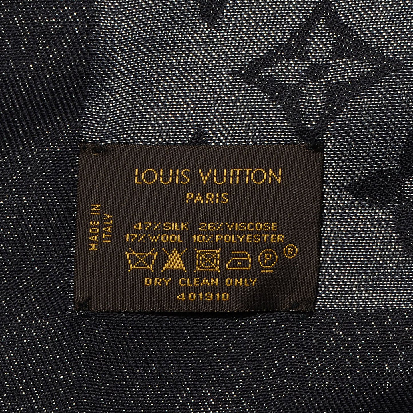 Silk Lurex Wool Monogram Shine Shawl Black
