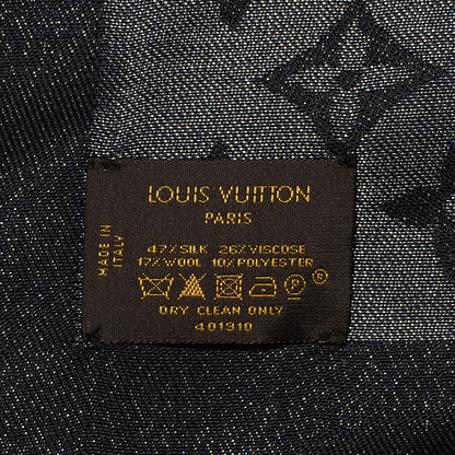 Louis Vuitton Silk Lurex Wool Monogram Shine Shawl Black 6 of 6