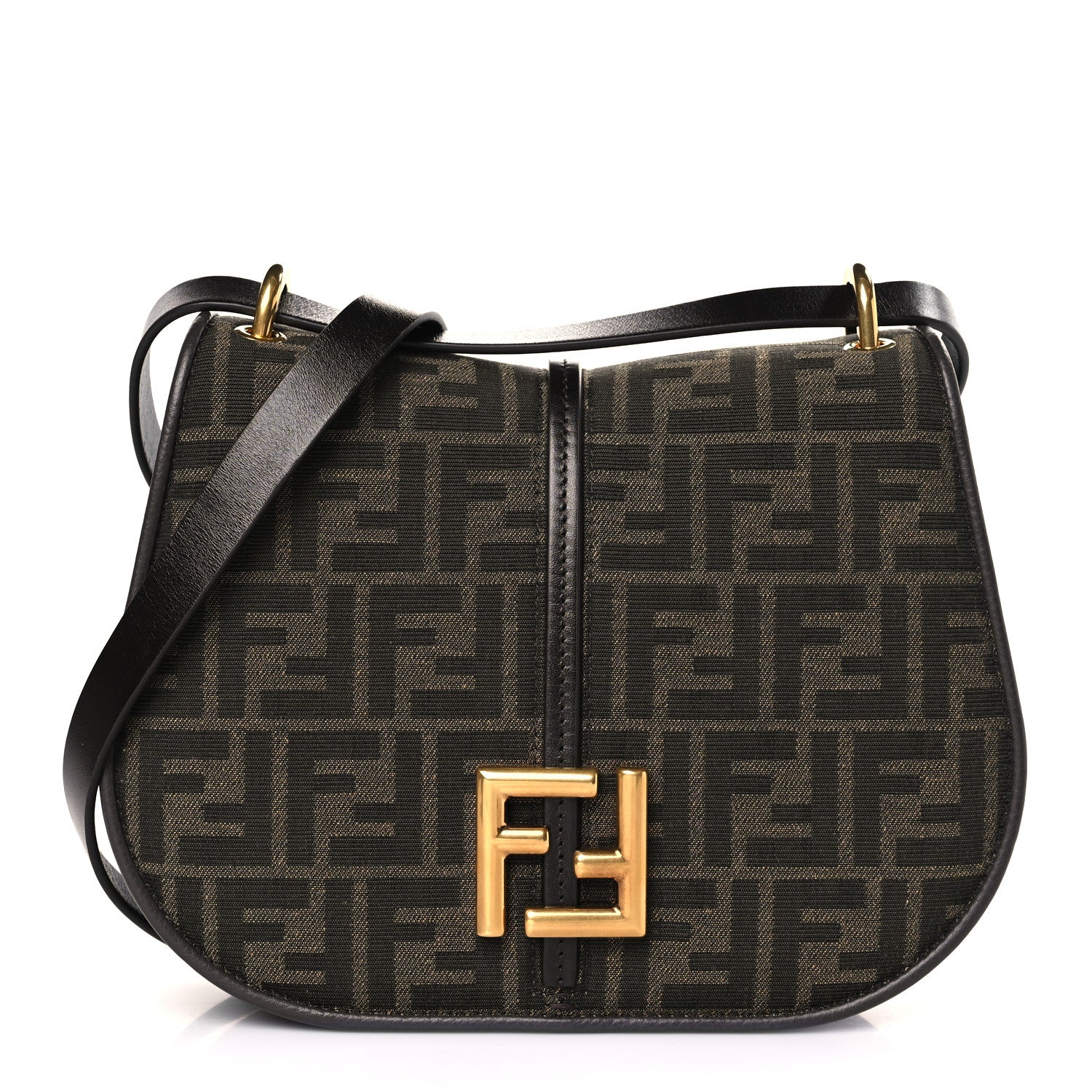 Fendi Fabric Jacquard Vitello Cher Cuoio FF 1974 Medium Fendi C'mon Tobacco Moro Ebano 1 of 9