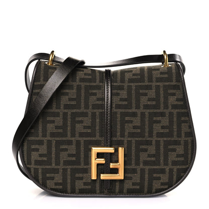 Fendi Fabric Jacquard Vitello Cher Cuoio FF 1974 Medium Fendi C'mon Tobacco Moro Ebano 1 of 9